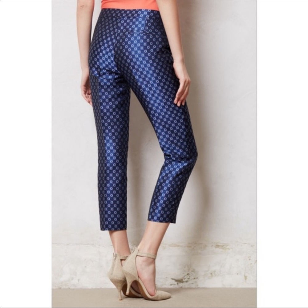 Anthropologie Leifsdottir blue patterned cropped pants - Picture 2 of 14
